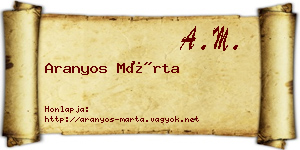 Aranyos Márta névjegykártya